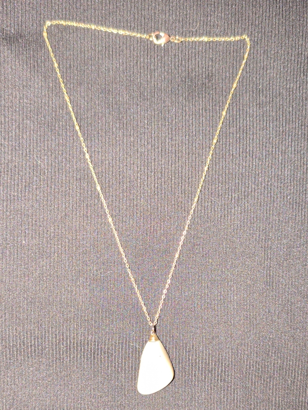 Gold Chain Necklace with White Teardrop Pendant - Women's Jewelry